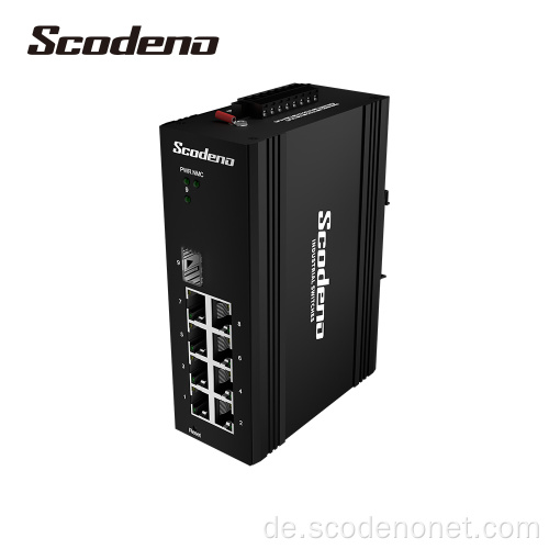 IP40 DIN-Schiene 802.3at 1 SFP PoE Switch Gigabit 8 Port RJ45 Netzwerk Switch